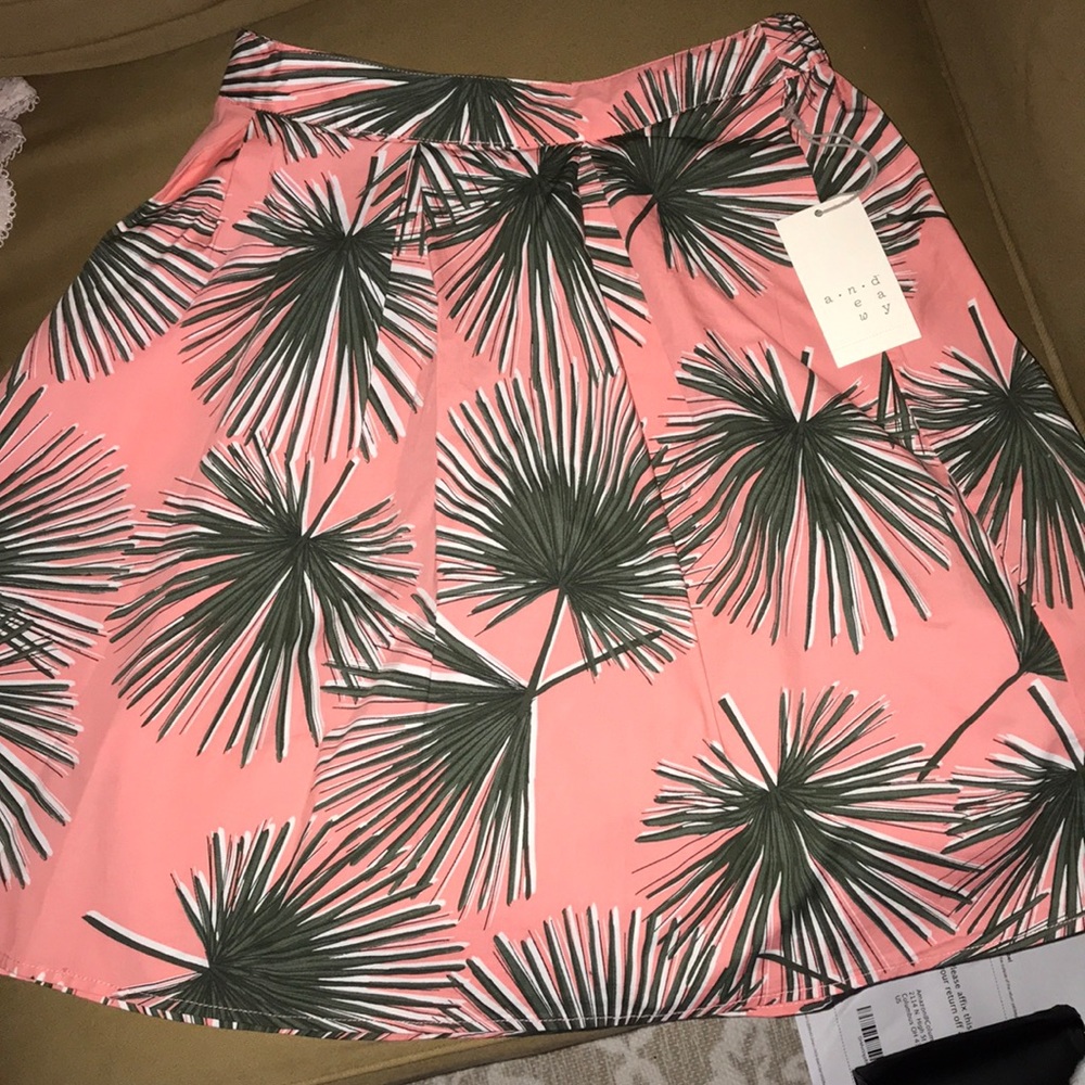 Pink & green floral skirt with pockets